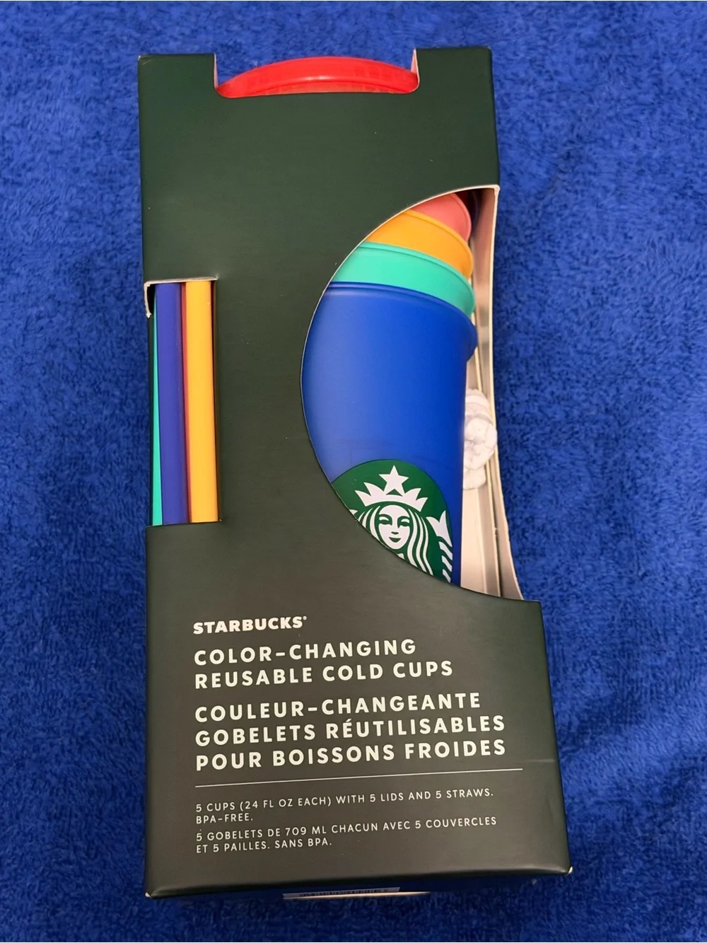 Starbucks Multicolor Color-Changing Reusable Cold Cups with Lids & Straws